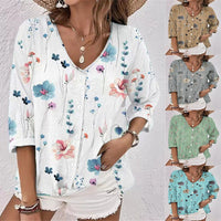 Sibyl | Women's Button Detail Floral Modern Blouse