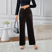 Sidonia | Women's High Waist Knit Elegant Pants – Dress Pants in Brown