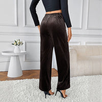 Sidonia | Women's High Waist Knit Elegant Pants – Dress Pants in Brown