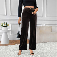 Sidonia | Women's High Waist Knit Elegant Pants – Dress Pants in Brown
