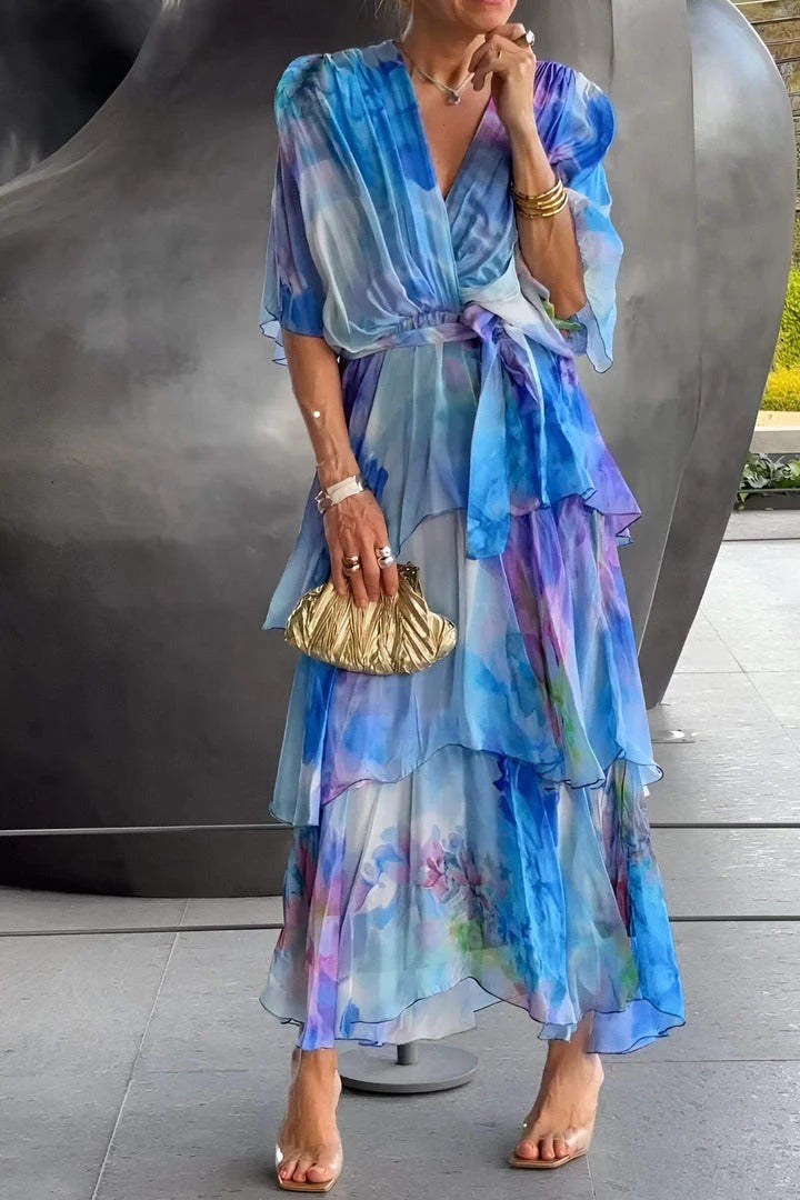 Sidonie | Women's Sleeveless Cocktail Maxi Dress in Blue