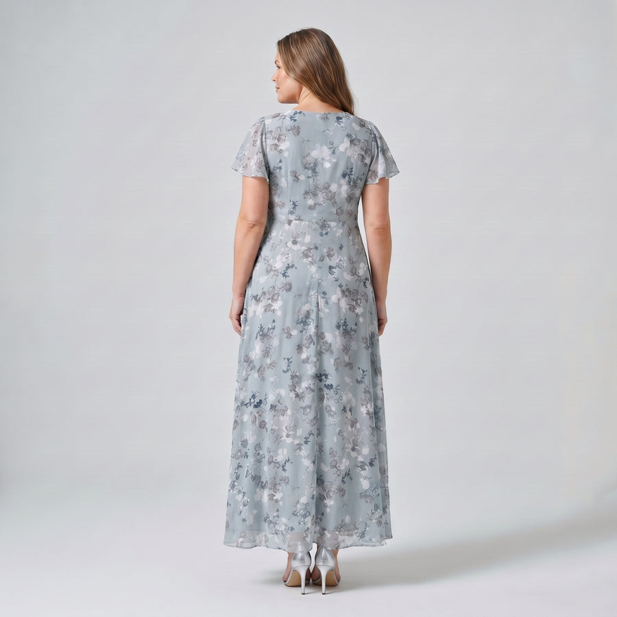 Sienna | Women's V-Neck Flutter Sleeve Cocktail Maxi Dress