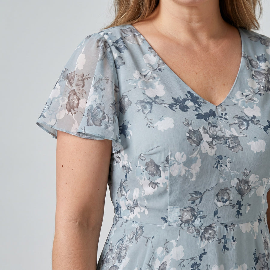 Sienna | Women's V-Neck Flutter Sleeve Cocktail Maxi Dress