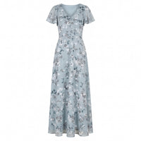 Sienna | Women's V-Neck Flutter Sleeve Cocktail Maxi Dress