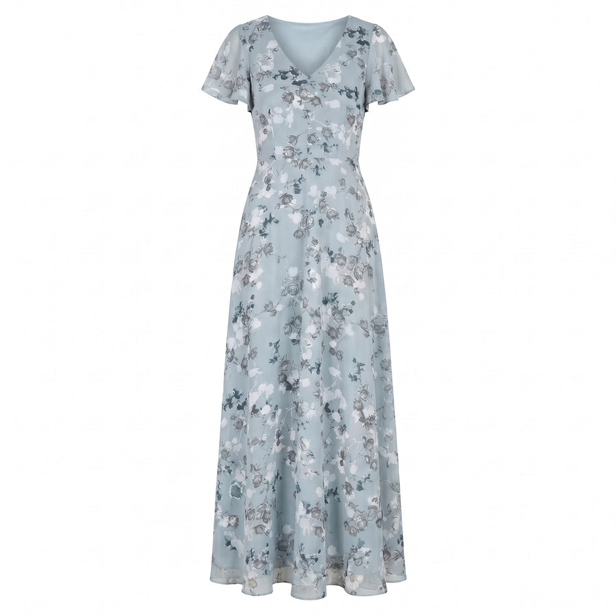 Sienna | Women's V-Neck Flutter Sleeve Cocktail Maxi Dress