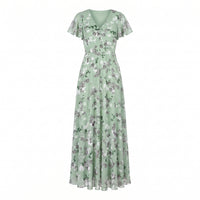 Sienna | Women's V-Neck Flutter Sleeve Cocktail Maxi Dress