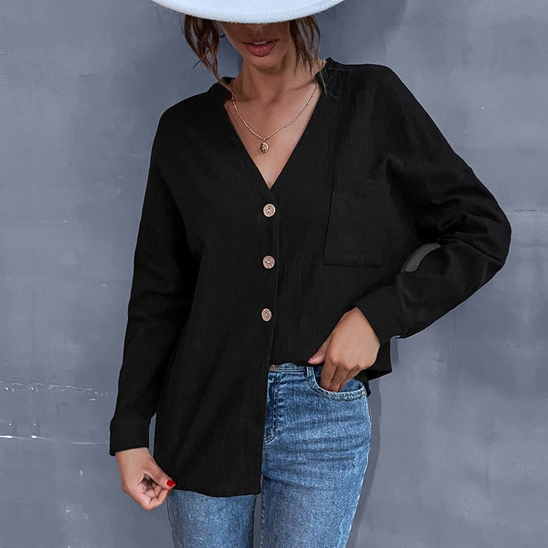Sienna | Women's Button Detail Blouse in Black