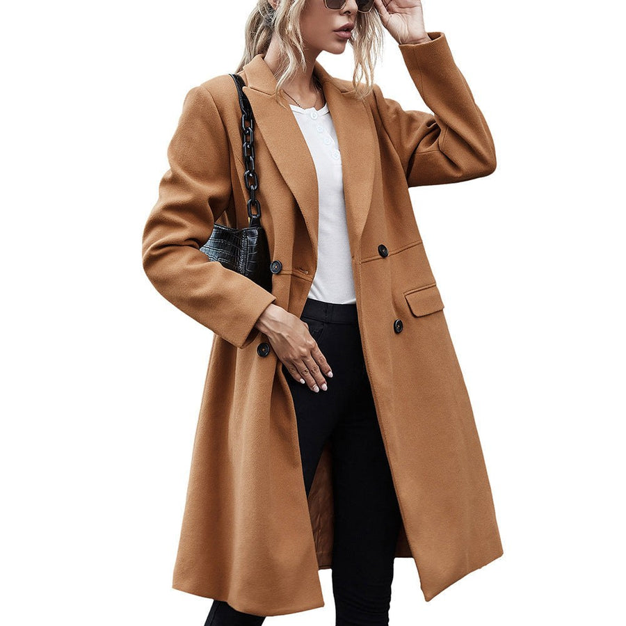 Sigismonda | Women's Button-Front Elegant Coat in Khaki
