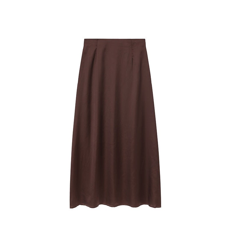 Sigismunda | Women's Satin Skirt in Brown