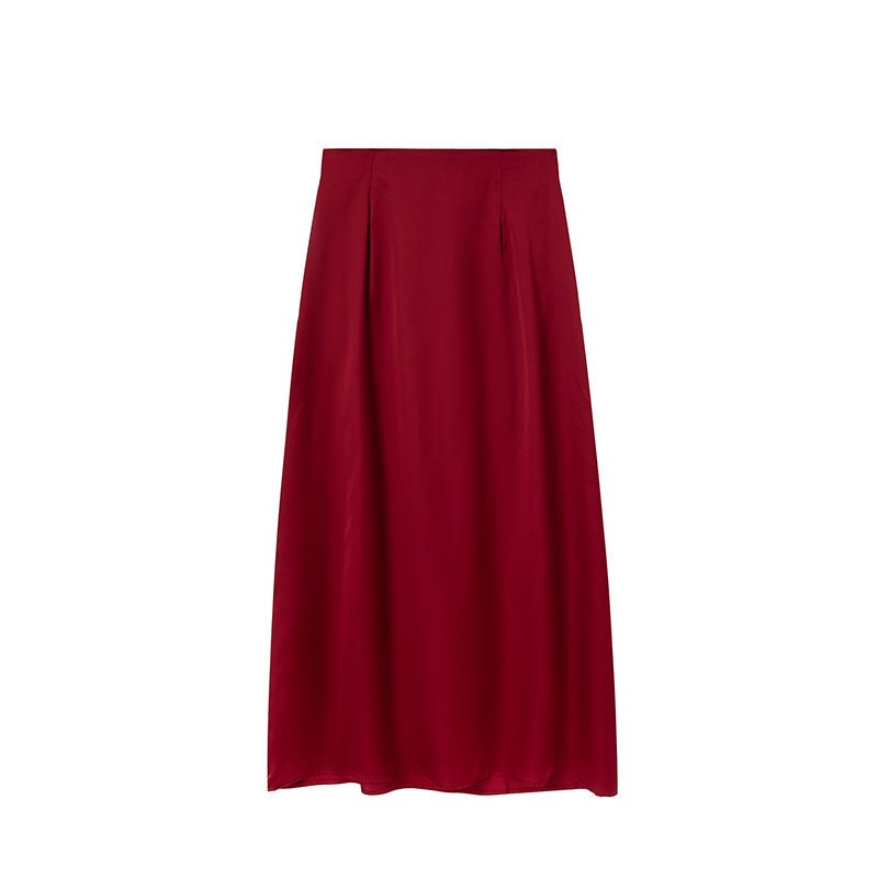 Sigismunda | Women's Satin Skirt in Burgundy