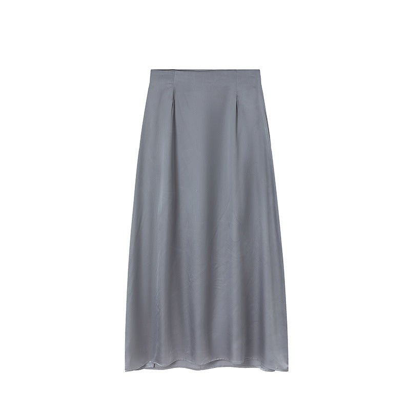 Sigismunda | Women's Satin Skirt in Gray