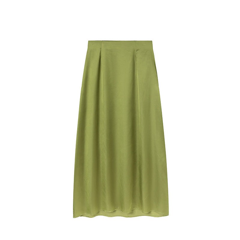 Sigismunda | Women's Satin Skirt in Green
