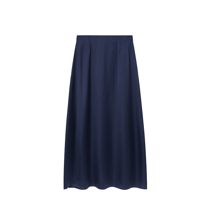 Sigismunda | Women's Satin Skirt in Marine Blue