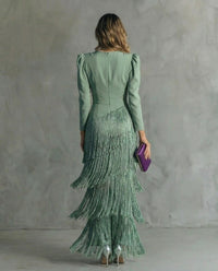 Sigrid | Women's V-Neck Fringe Cocktail Maxi Dress
