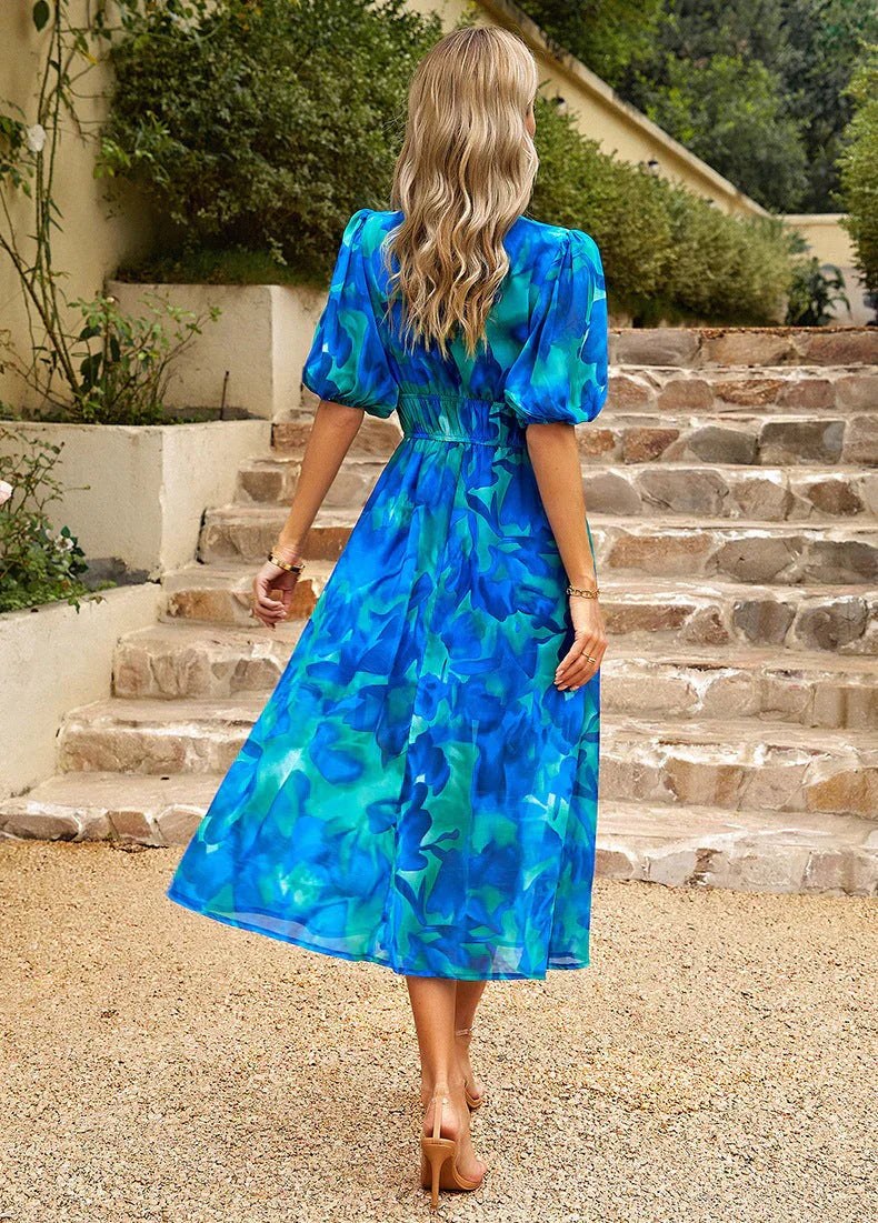 Sigrun | Women's V-Neck Casual Midi Sundress