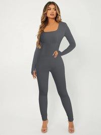 Silke | Women's Long Sleeve Elegant Jumpsuit in Dark Gray