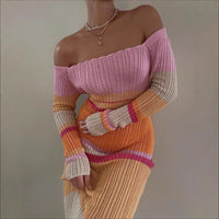 Simone | Women's Bodycon Striped Long Sleeve Maxi Dress