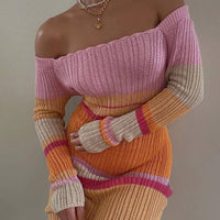Simone | Women's Bodycon Striped Long Sleeve Maxi Dress