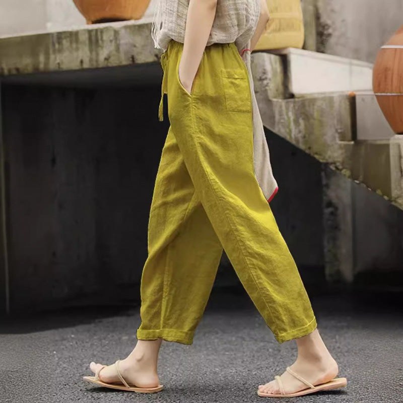 Simone | Women's Elastic Waist Pockets Casual Pants – Dress Pants