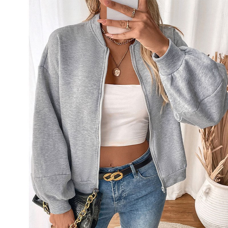 Simone | Women's Zip Voluminous Jacket in Light Gray