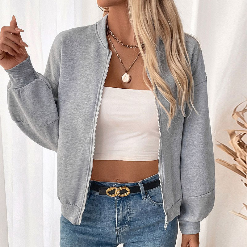 Simone | Women's Zip Voluminous Jacket in Light Gray