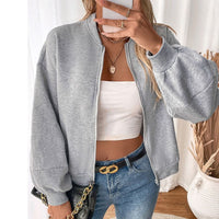 Simone | Women's Zip Voluminous Jacket in Light Gray