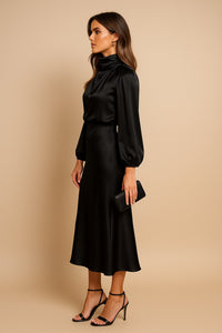 Siobhan | Women's High Neck Cocktail Midi Dress