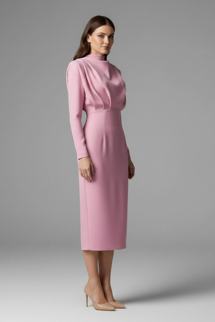Solange | Women's Long Sleeve Cocktail Midi Dress