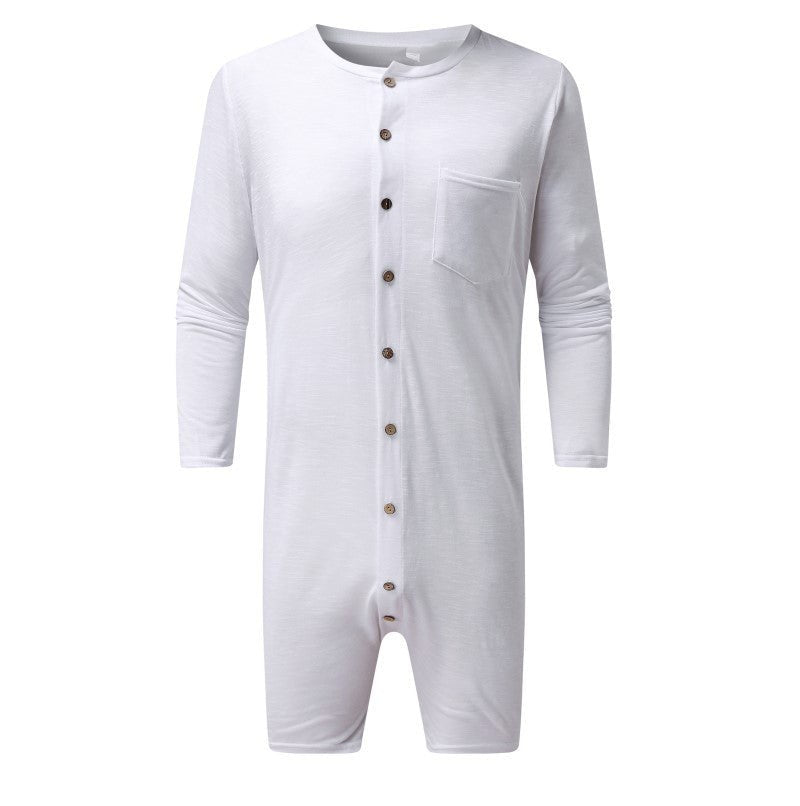 Solange | Women's Button-Front Long Sleeve Jumpsuit in White