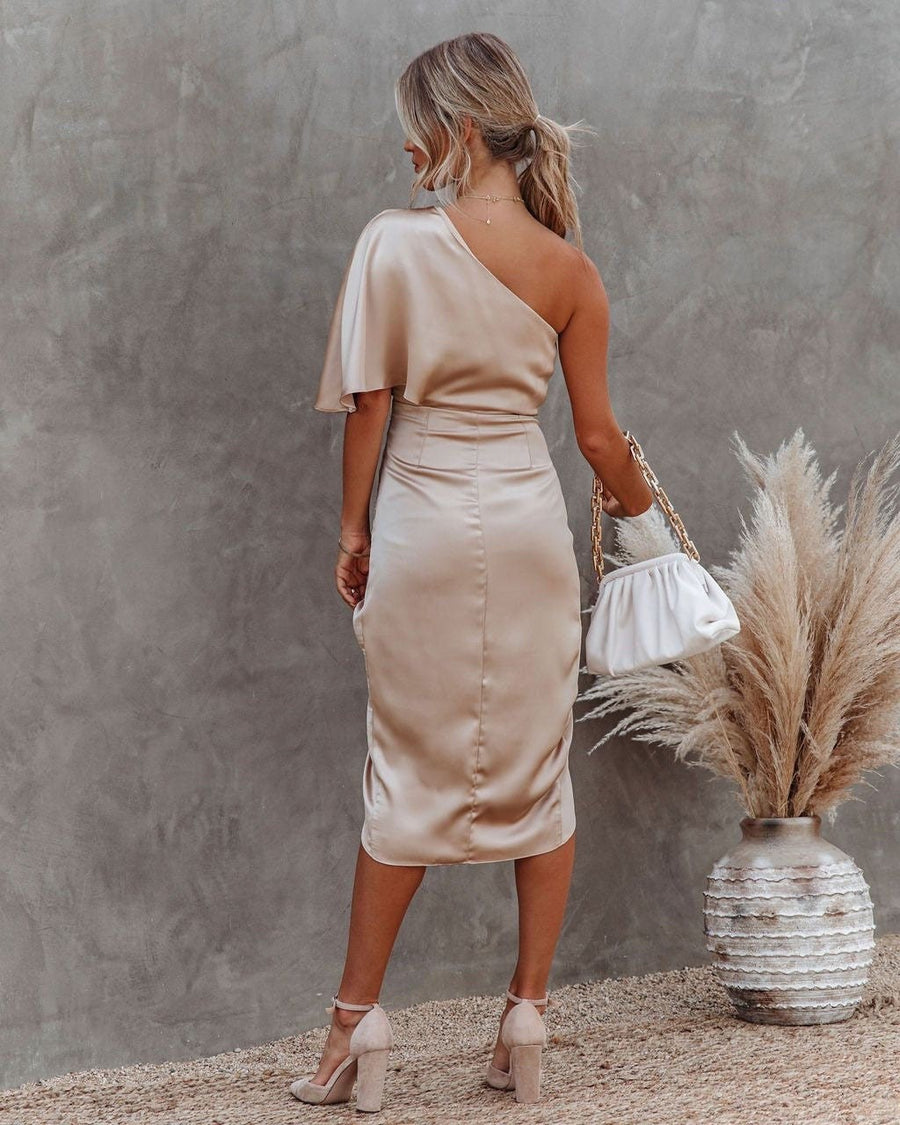 Soledad | Women's Side Slit Cocktail Midi Dress