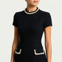 Sophronia | Women's Pearl Trim Pocket Cocktail Mini Dress