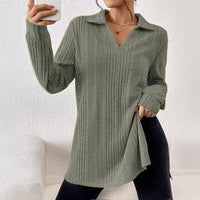 Sophronia | Women's Textured V-Neck Long Sleeve Shirt