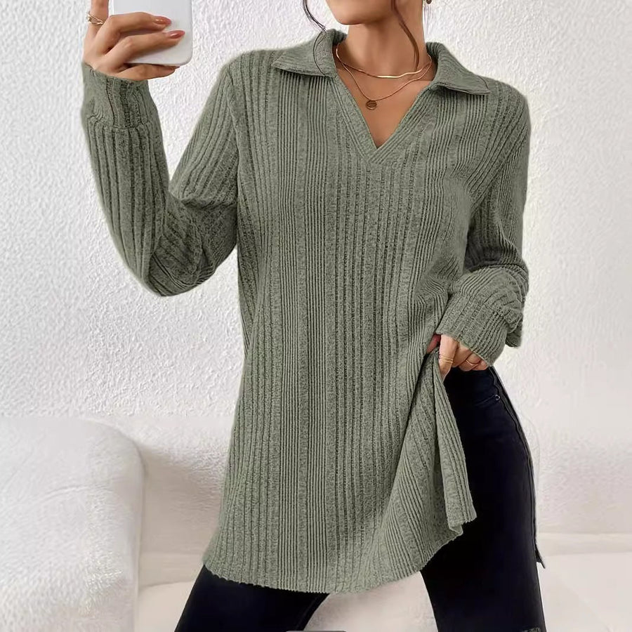 Sophronia | Women's Textured V-Neck Long Sleeve Shirt