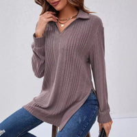 Sophronia | Women's Textured V-Neck Long Sleeve Shirt
