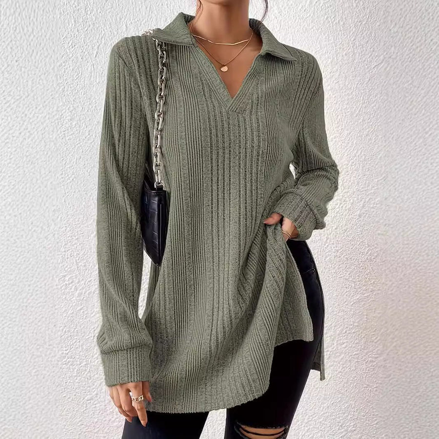 Sophronia | Women's Textured V-Neck Long Sleeve Shirt