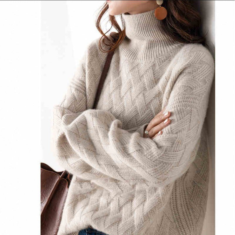 Speranza | Women's Turtleneck Knit Sweater in Apricot