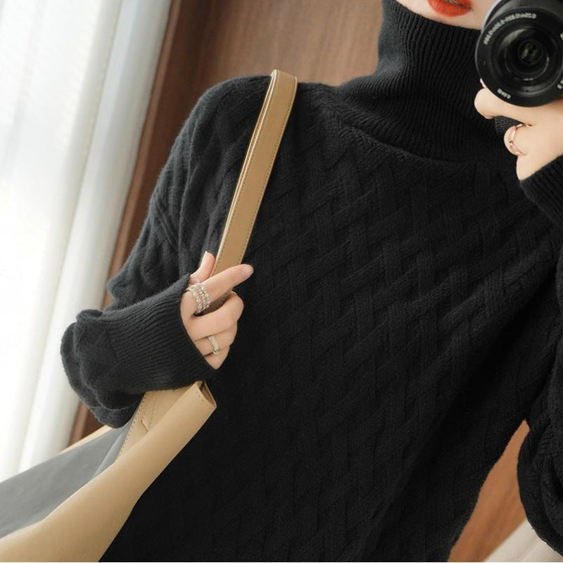 Speranza | Women's Turtleneck Knit Sweater in Black