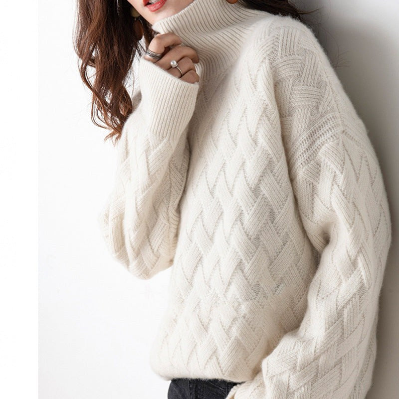 Speranza | Women's Turtleneck Knit Sweater in White