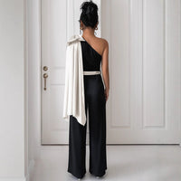 Stasia | Women's Waist Belt Asymmetric Belted Elegant Jumpsuit