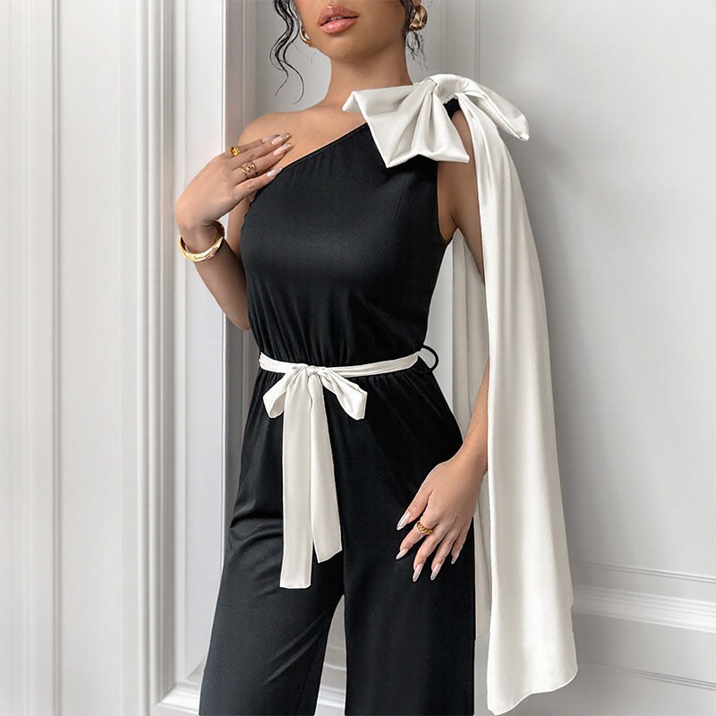 Stasia | Women's Waist Belt Asymmetric Belted Elegant Jumpsuit