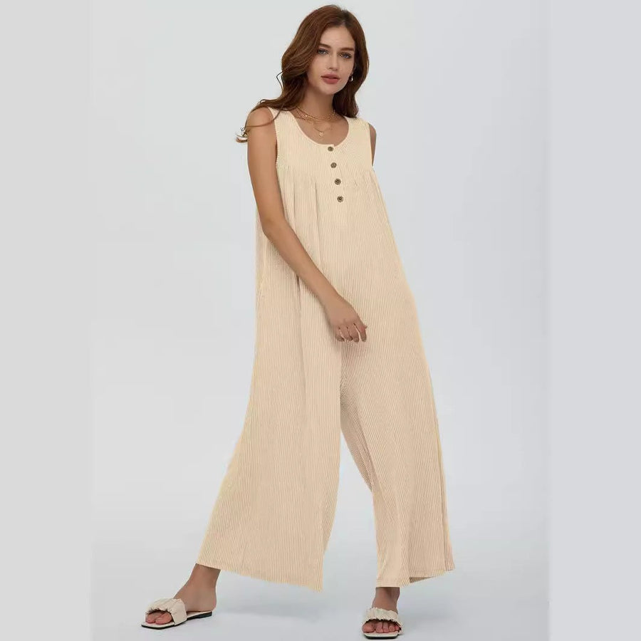 Stella | Women's Button Detail Pockets Casual Jumpsuit