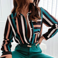 Stella | Women's Button-Front Striped Long Sleeve Elegant Modern Blouse