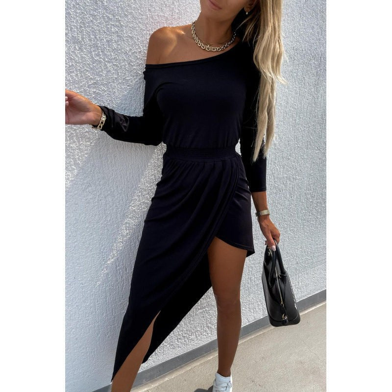 Susanne | Women's Asymmetric Dress – Casual Dress in Black