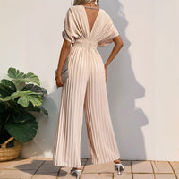 Swanhild | Women's V-Neck Elegant Jumpsuit in Apricot