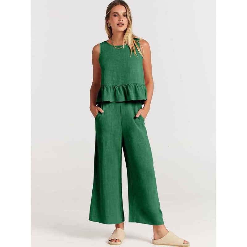 Sybilla | Women's Voluminous Pockets Casual Top in Green