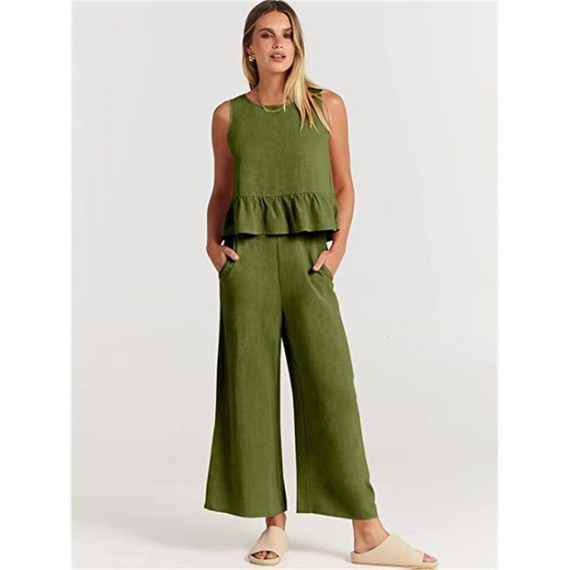Sybilla | Women's Voluminous Pockets Casual Top in Olive Green