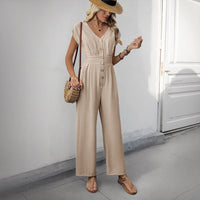 Sybille | Women's Wide Leg Elegant Jumpsuit in Apricot