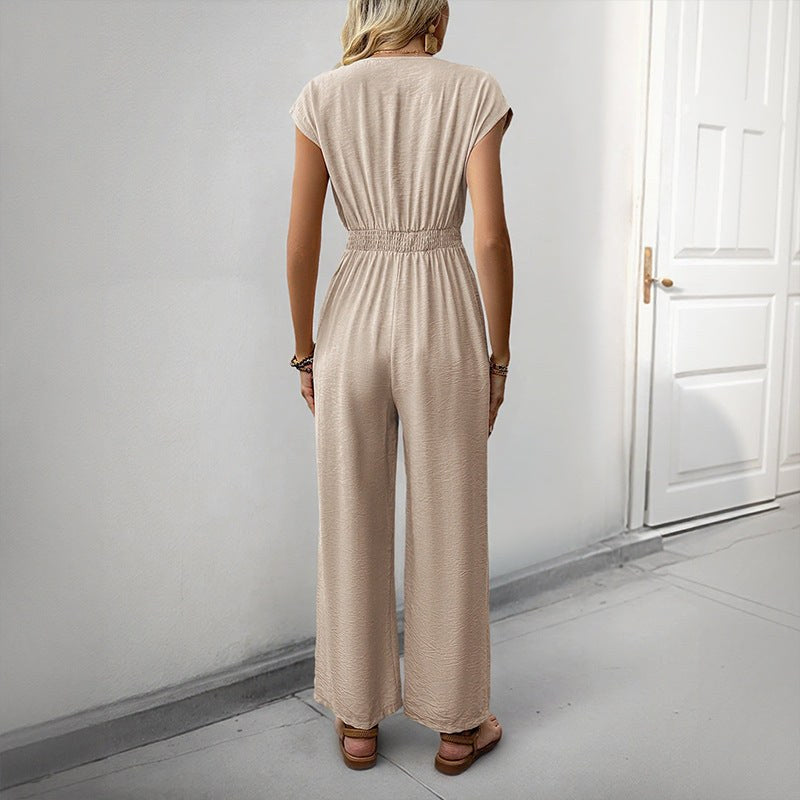 Sybille | Women's Wide Leg Elegant Jumpsuit in Apricot
