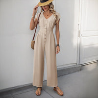Sybille | Women's Wide Leg Elegant Jumpsuit in Apricot