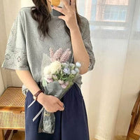 Symphorose | Women's Lace Elegant Top in Gray